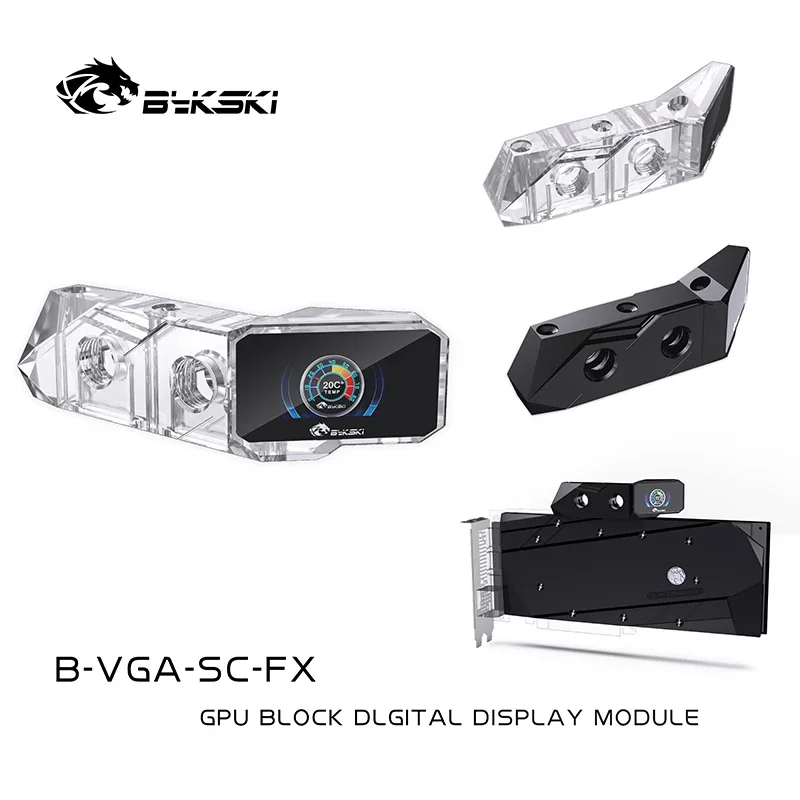 Bykski PC Water Cooling Terminal Thermometer OLED Digital Display LCD Screen for GPU Water Block Bridge Module B-VGA-SC-FX
