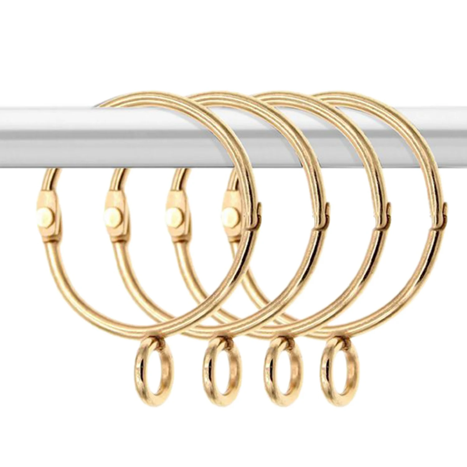 

30 Pcs Openable Gold Curtain Rings Open and Close Metal Rustproof Drapery Loops with Eyelet for Hook Pins (1.5 Inch)