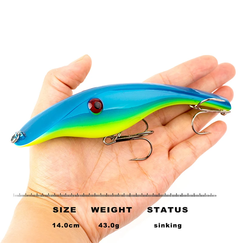 14CM 41G Jerk Bait Sinking Hard Body Minnow Saltwater Lipless Crank Wobbler Fishing Lure Jerkbait For Pike Musky Fishing