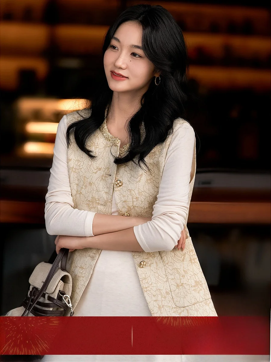 

Классический женский жилет Xhange в новом китайском стиле из хлопка, льна и шерсти с вышивкой, круглым вырезом и цветочным узором, повседневный, деловой