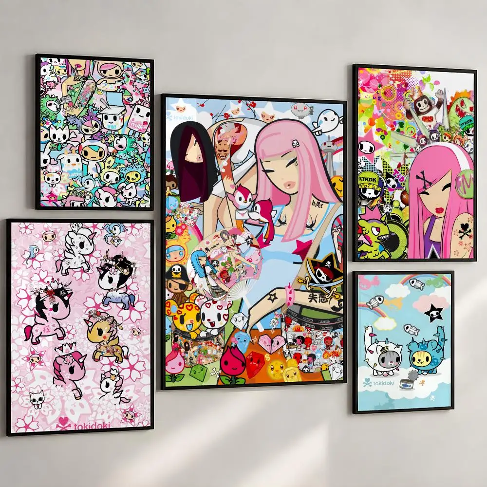 Fashion Tokidoki Kawaii Characters Japanese Poster PP Wall Art Print Removable Water-Resistant Home Decor Bedroom Apartment Gift