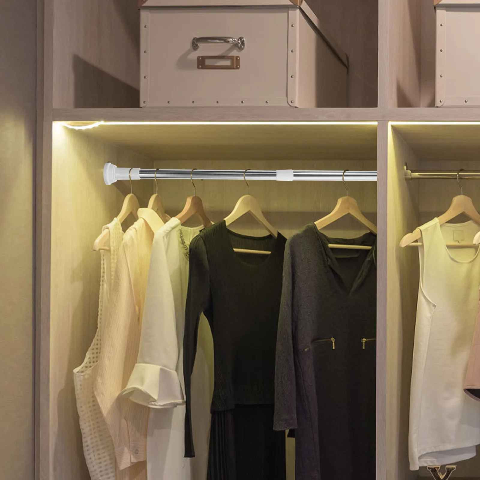 

Stainless Steel Adjustable Shower Rod Strong Hold Tension Curtain Bar No Drilling Needed for Bathroom Wall Protection