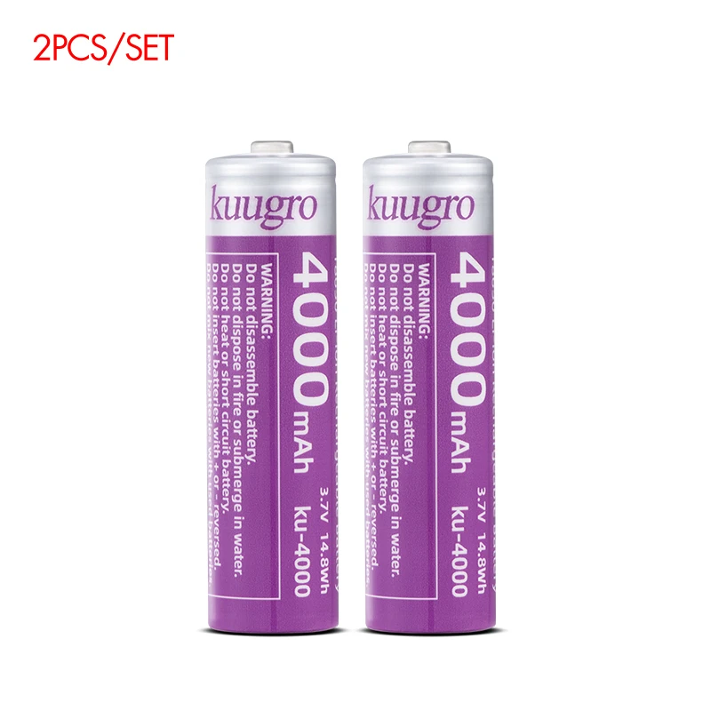Kuugro ku-4000 puntige batterij 18650 4000 mAh 3,7 V oplaadbare lithiumbatterijen met de hoogste capaciteit 12A ontlading voor zaklamp