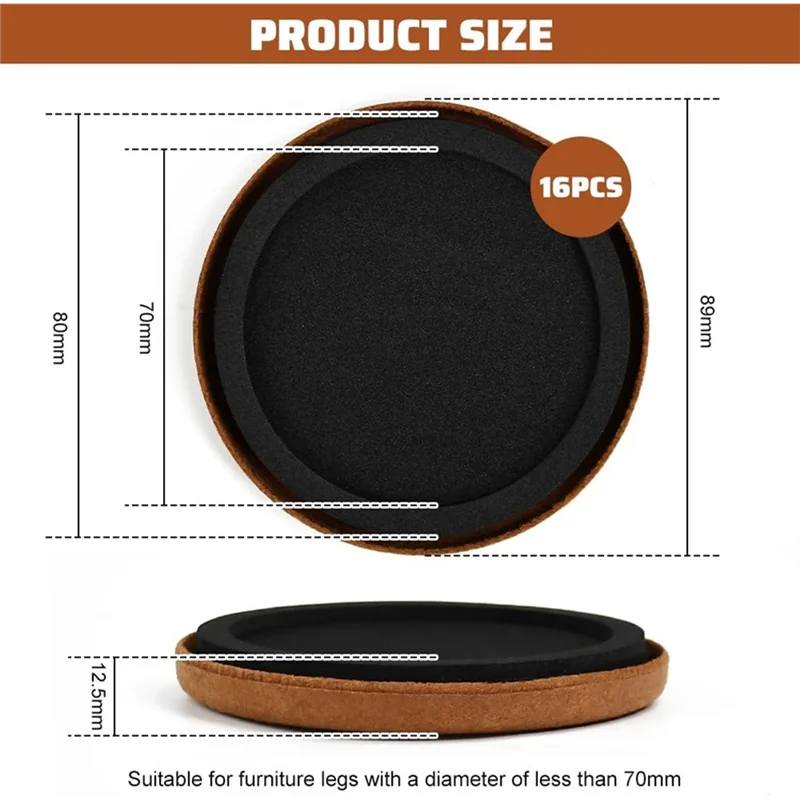 BAAR-Furniture Glides 16 unidades 89 mm redondo feltro desliza protetores de piso de feltro e Eva para móveis pesados