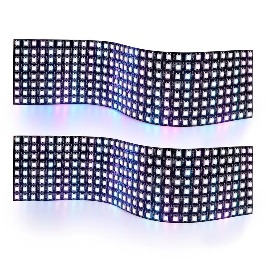 

RGB LED Digital Flexible Individually Addressable Panel Light WS2812 8X8 16X16 8X32 LED Module Matrix Screen DC5V 2Pack 8X32 256