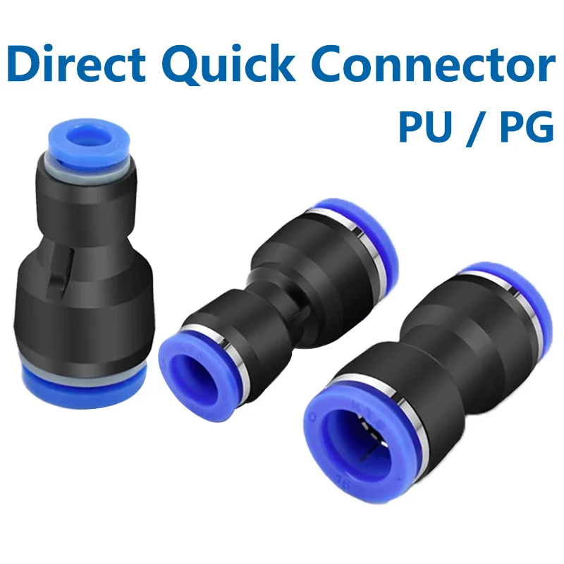 

4mm 6mm 8mm 10/12/14mm 16mm Pu Pneumatic Fittings Plastic Connector PG Air water Hose Tube Push in Straight Gas Quick Connectors