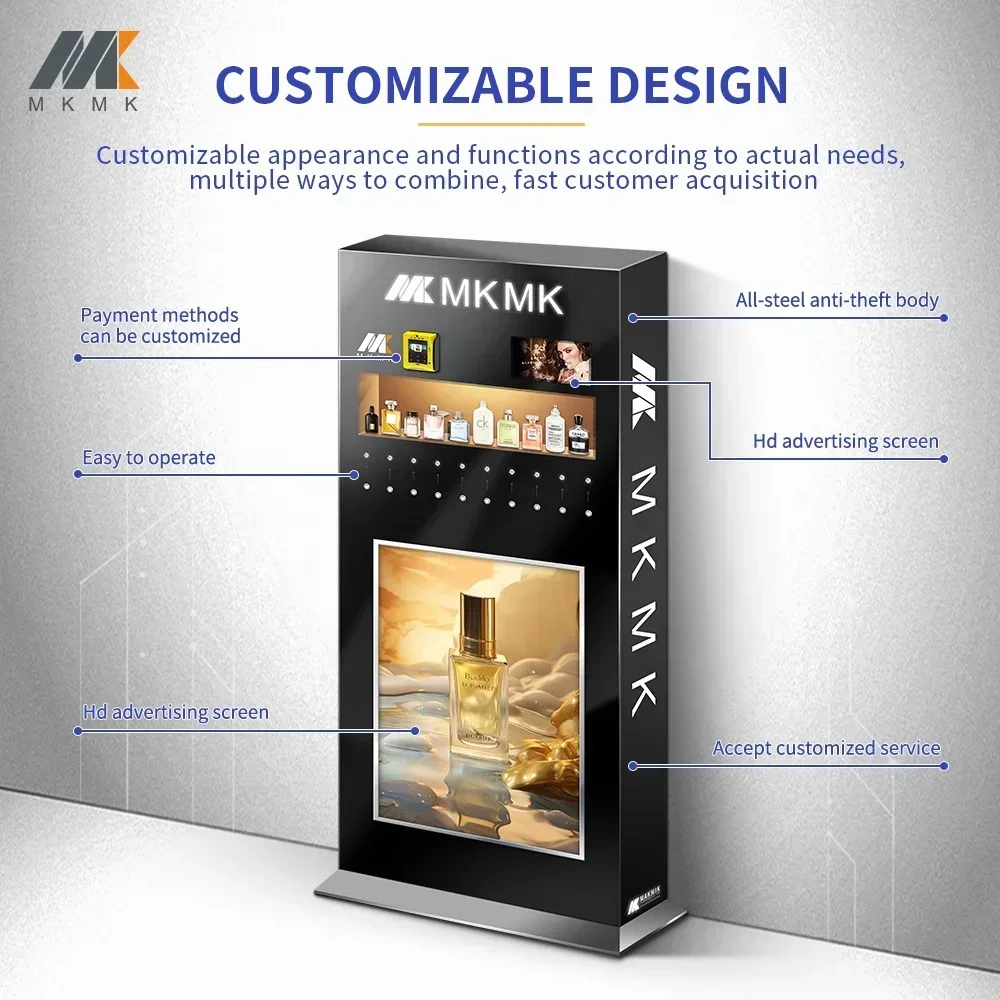 MAKMIK Manufacture Direct Selling Custom Color Logo Sticker Unique Perfume Spraying Vending Machine For Sale