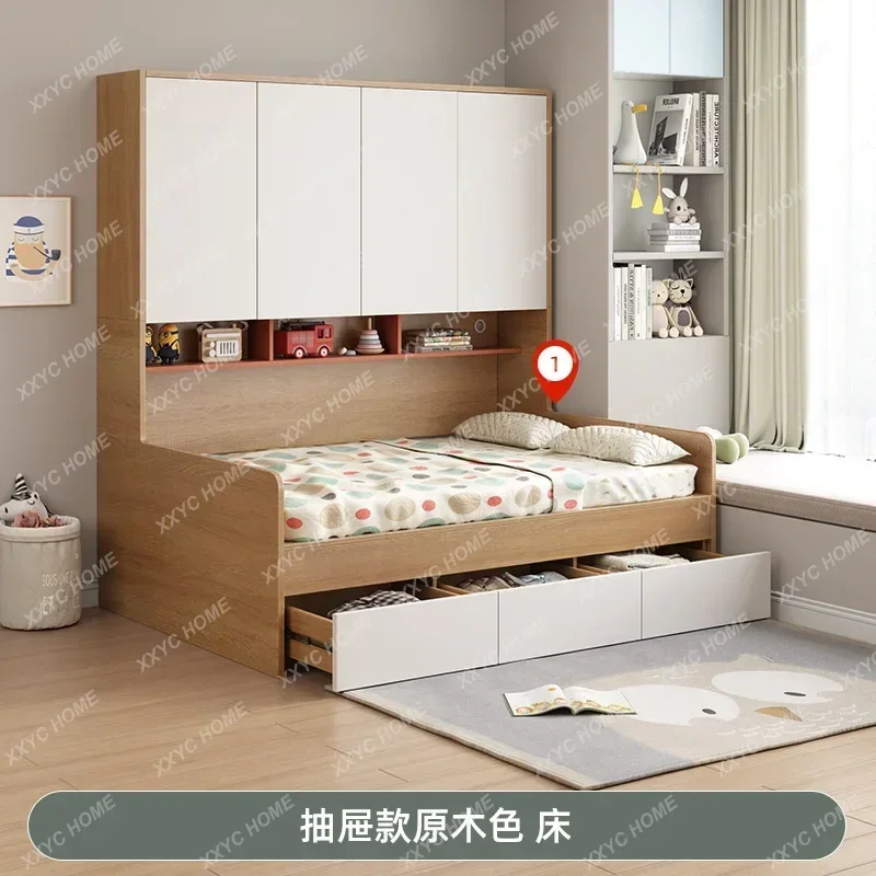 A  Multifunctional Children's Bed with Wardrobe Integrated Combined Bed Small Apartment Children's Bed