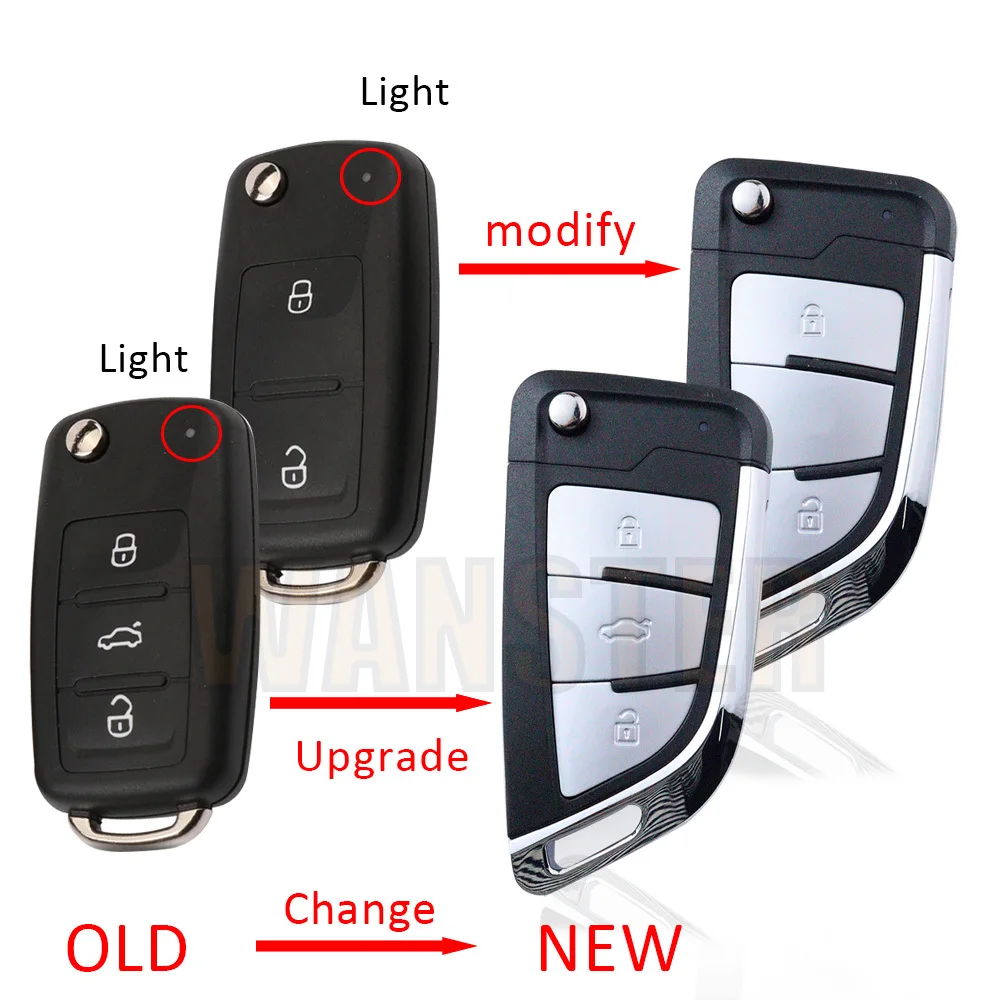 

2 3-кнопочный автомобильный брелок для ключей, корпус для Volkswagen Vw Beetle/Caddy/Eos/Golf/Jetta/Polo/Scirocco/Tiguan/Touran/Skoda/Seat