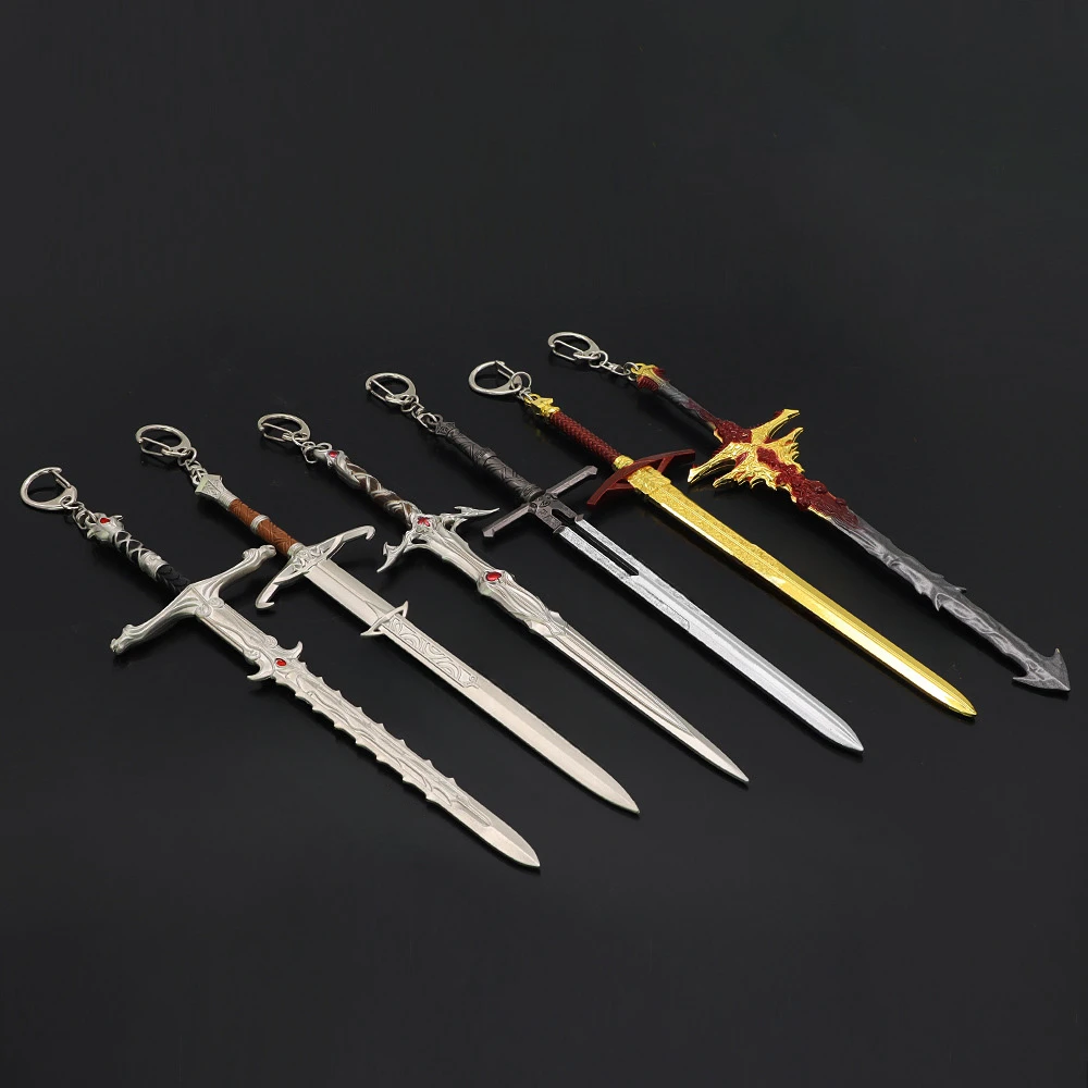 Baldur Game Weapon Set Sword Dragons City Game Peripheral Metal Katana Samurai Sword Weapon Model Keychains Gifts Toys for Boys