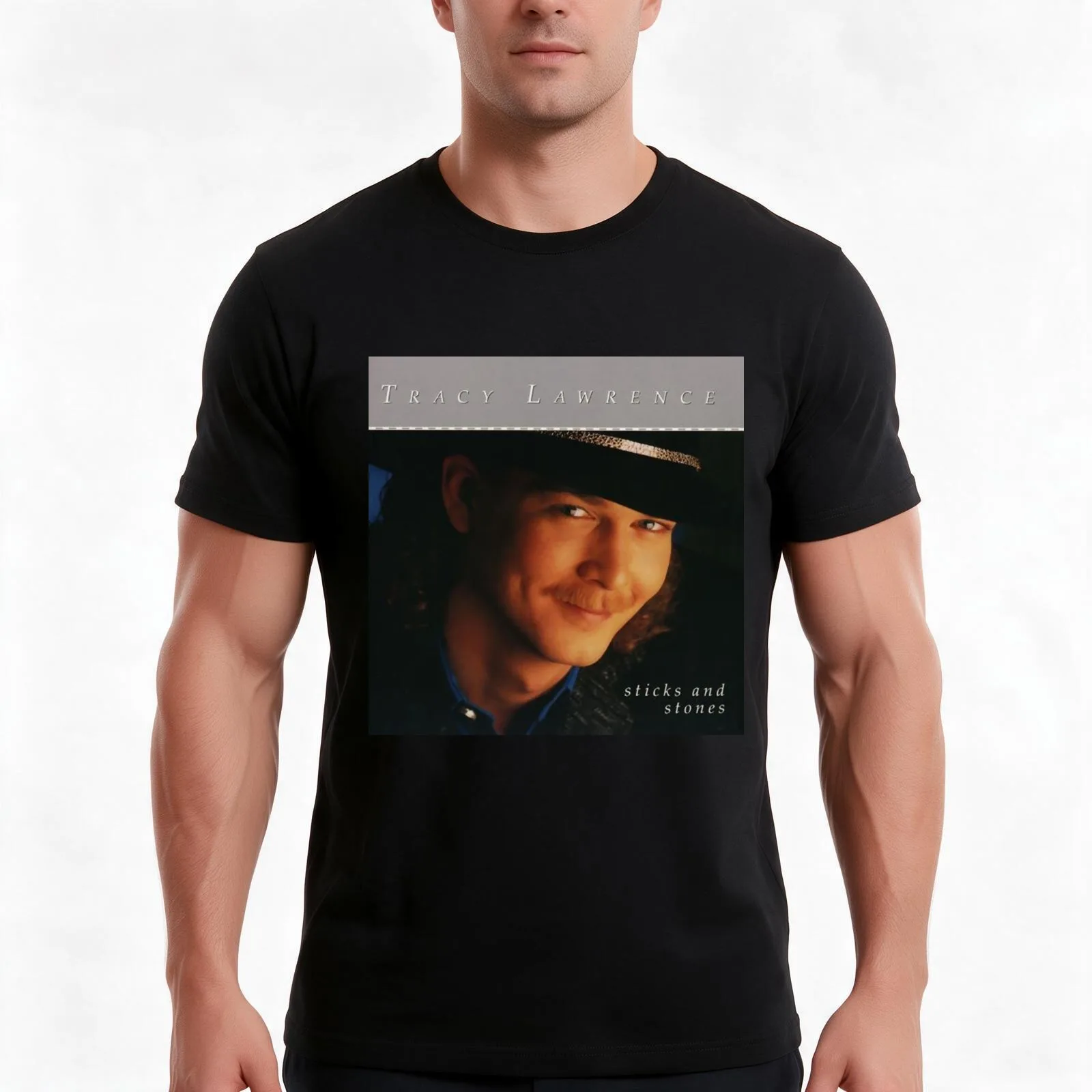 Tracy Lawrence T-Shirt, Summer Casual Cotton Tee, Oversized Streetwear Tops, Vintage Graphic Print, Loose Fit Short Sleeve