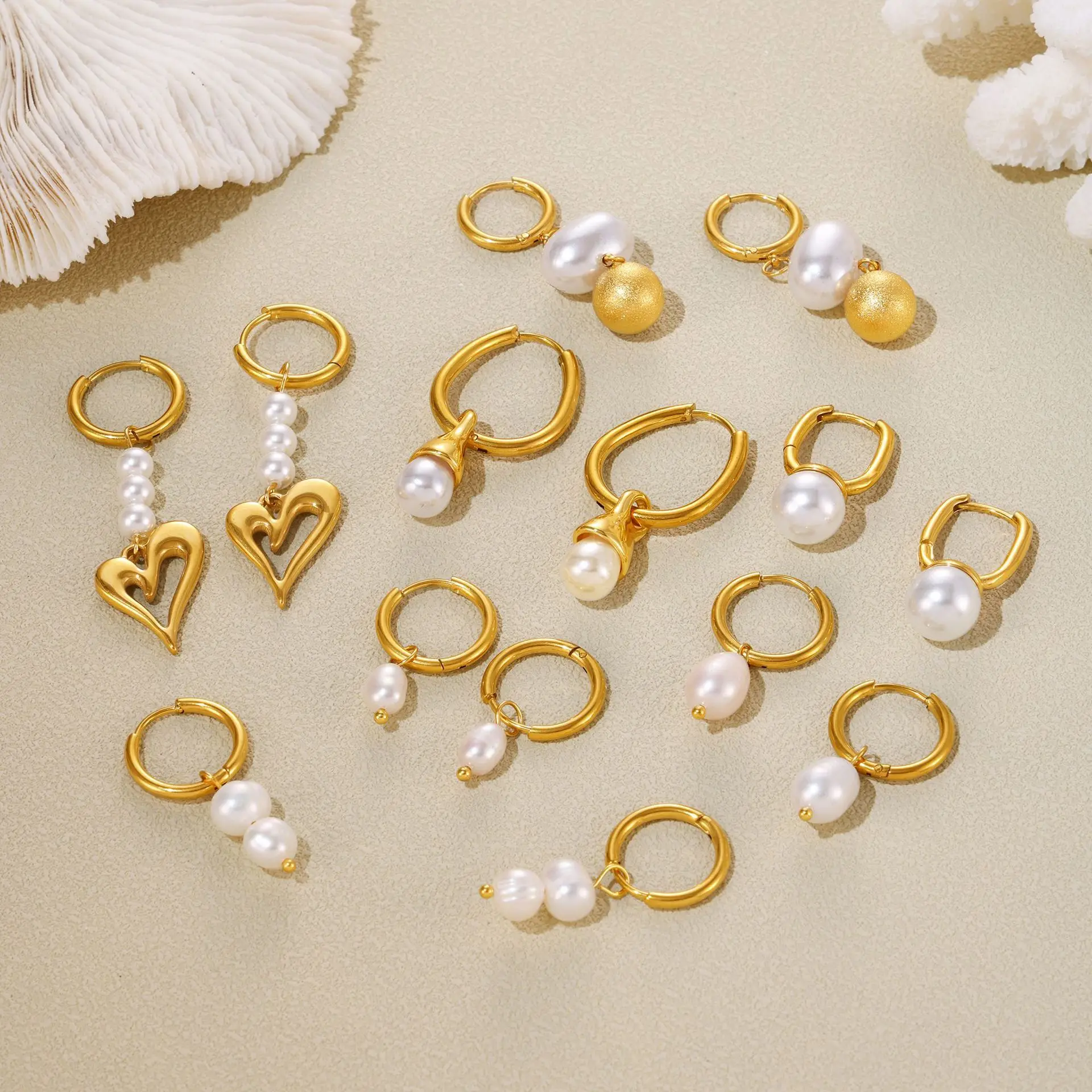 TOSOKO الفولاذ المقاوم للصدأ مجوهرات متعددة الاستخدامات شرابة تقليد أقراط اللؤلؤ المألوف مجموعات متعددة F308