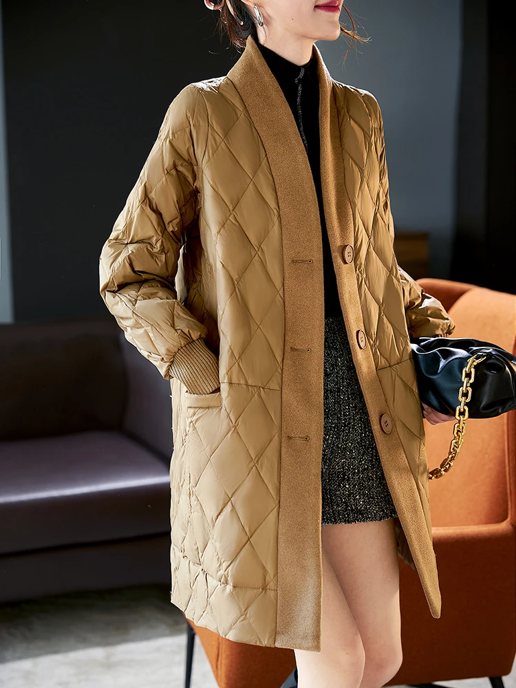 2024 Women's Clothing patchwork single-breasted down jacket Spring Summer New 420