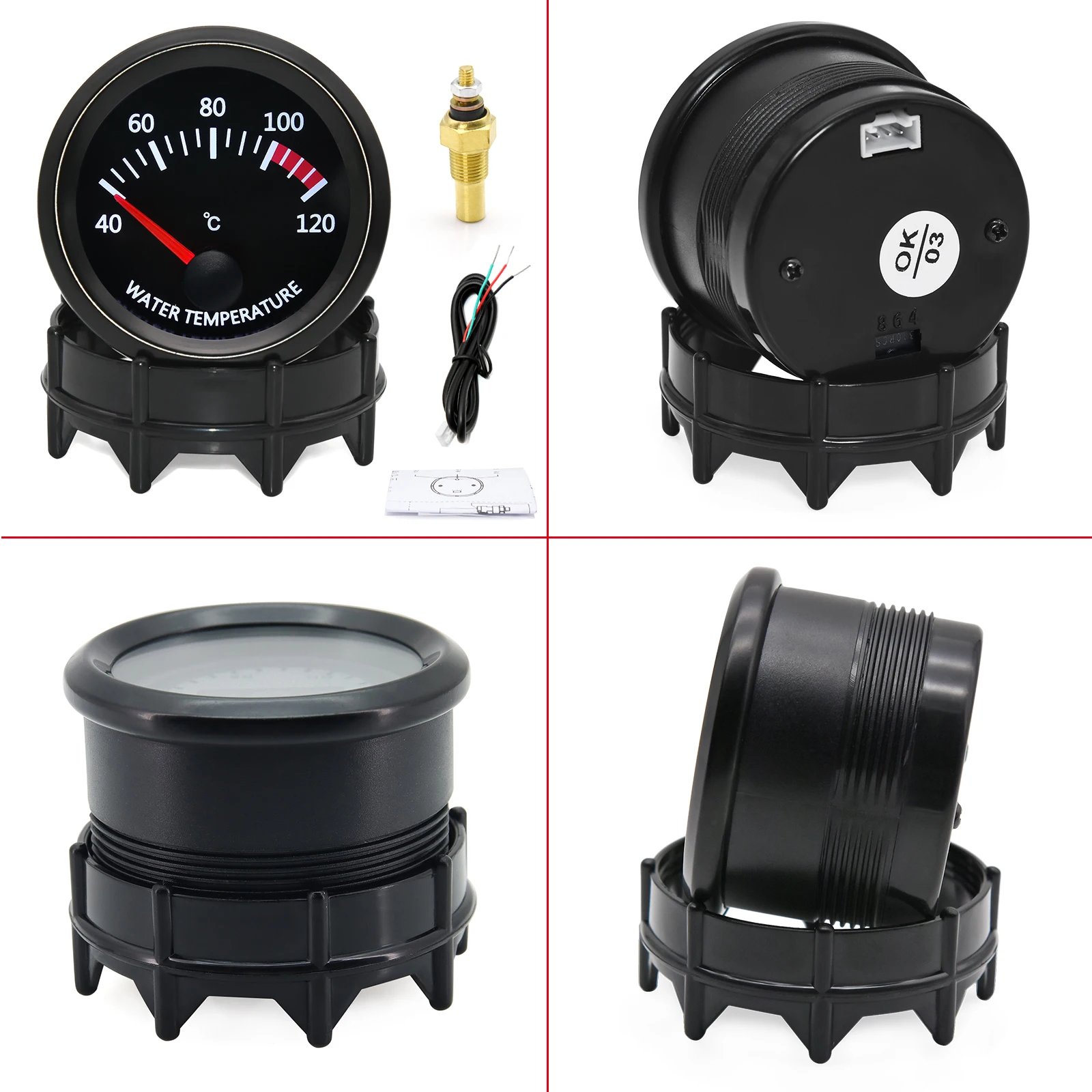 52mm Water Temp/Oil Temp/Voltmeter/Oil Press BAR PSI /Vacuum/Boost Gauge/Air Fuel Ratio/EGT Gauge With Sensor Fit for 12V Car