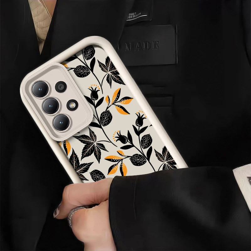 A07 リーフ柄スマホケース Samsung Galaxy A06 5G A05S A04E A04S A22 A12 A51 A71 A50 A30 A05用 耐衝撃 マット ソフトカバー