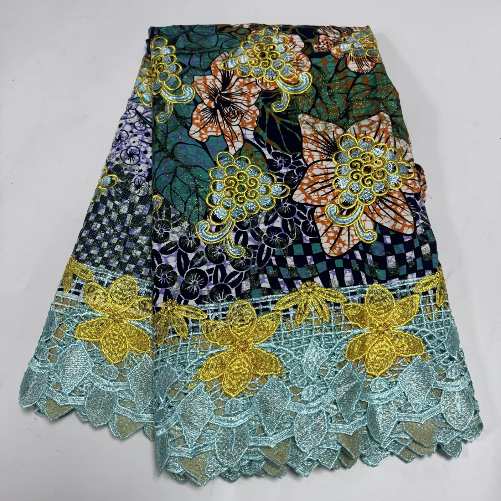 Tela de encaje encerado francés, guipur, tela estampada con cera, bordado africano, encaje encerado de algodón Ankara para vestido de mujer, 6 yardas
