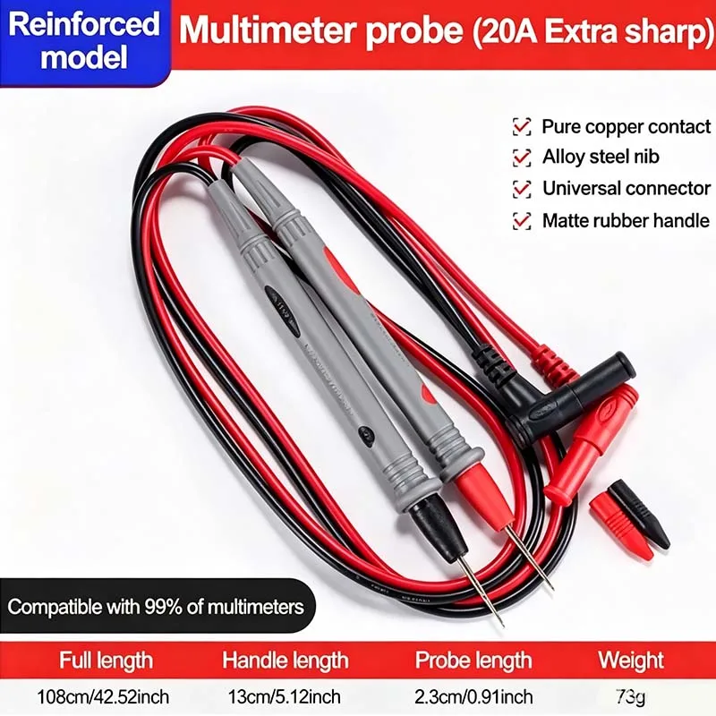 Ultra Fine Needle Tip Multimeter Probes 1000V 20A Test Leads for Precision Electrical Measurement