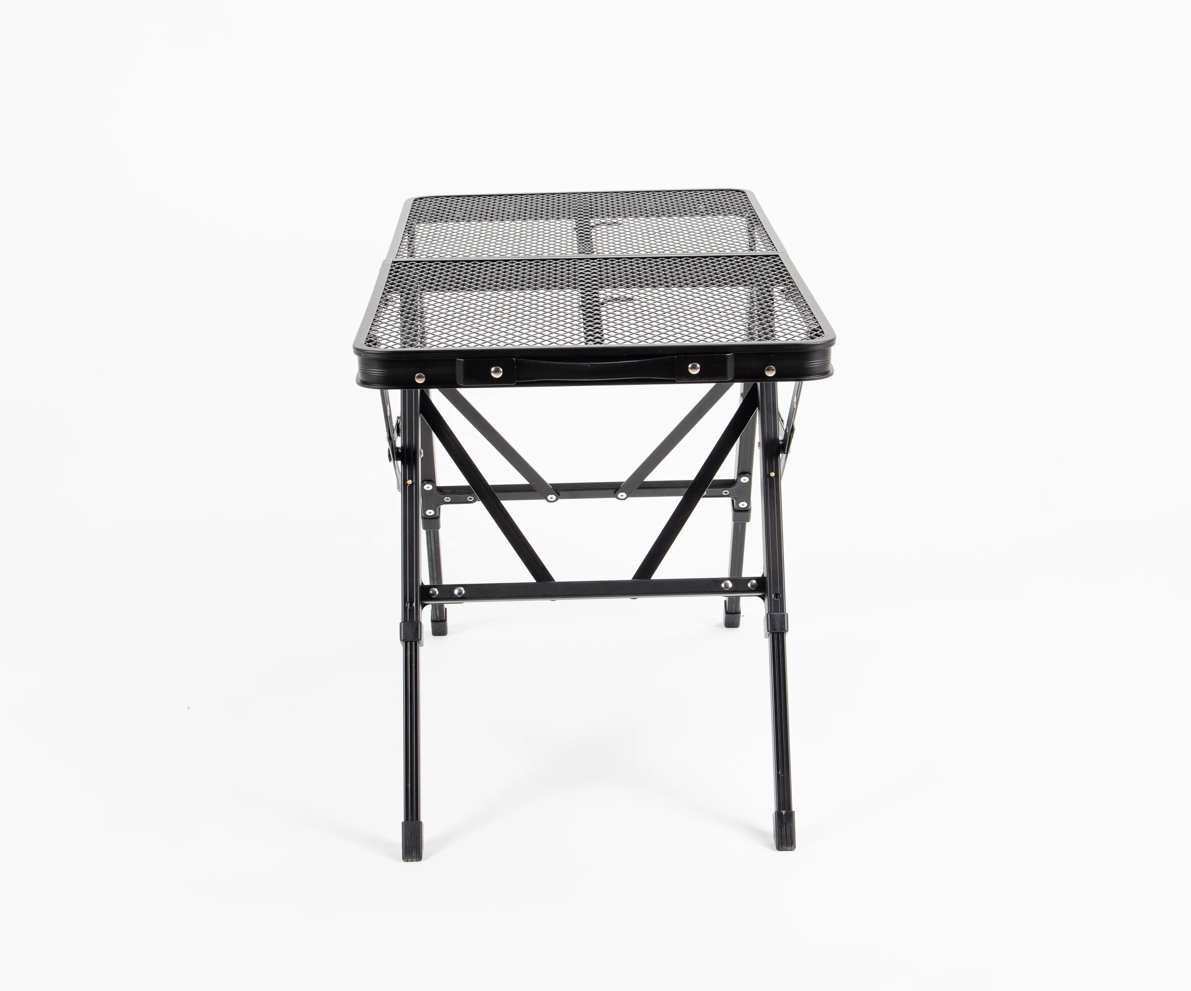 스틸 메쉬 접이식 캠핑 테이블, 조절 가능한 그릴 테이블 휴대용 금속 그릴 스탠드 바베큐, 캠핑, 야외 요리용