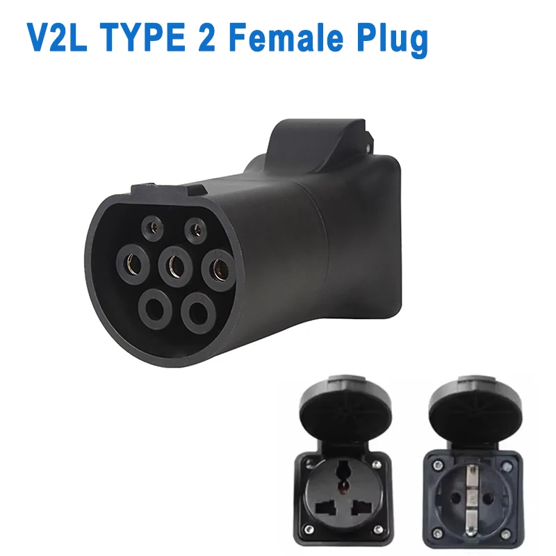 470Ω V2L Type2 Electric Car Discharger EV Adapter Female to Schuko / 220V Universal Socket For MGZS MG4 MG5 Marvel R