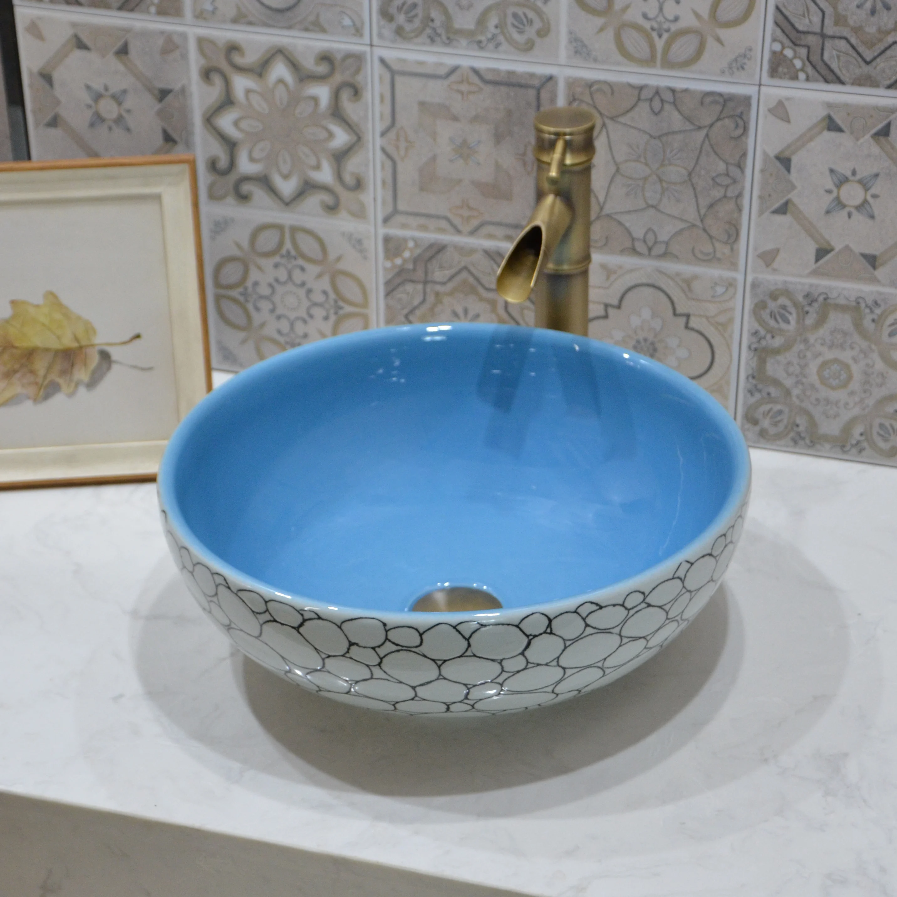 

Art ceramic table basin retro wash basin round