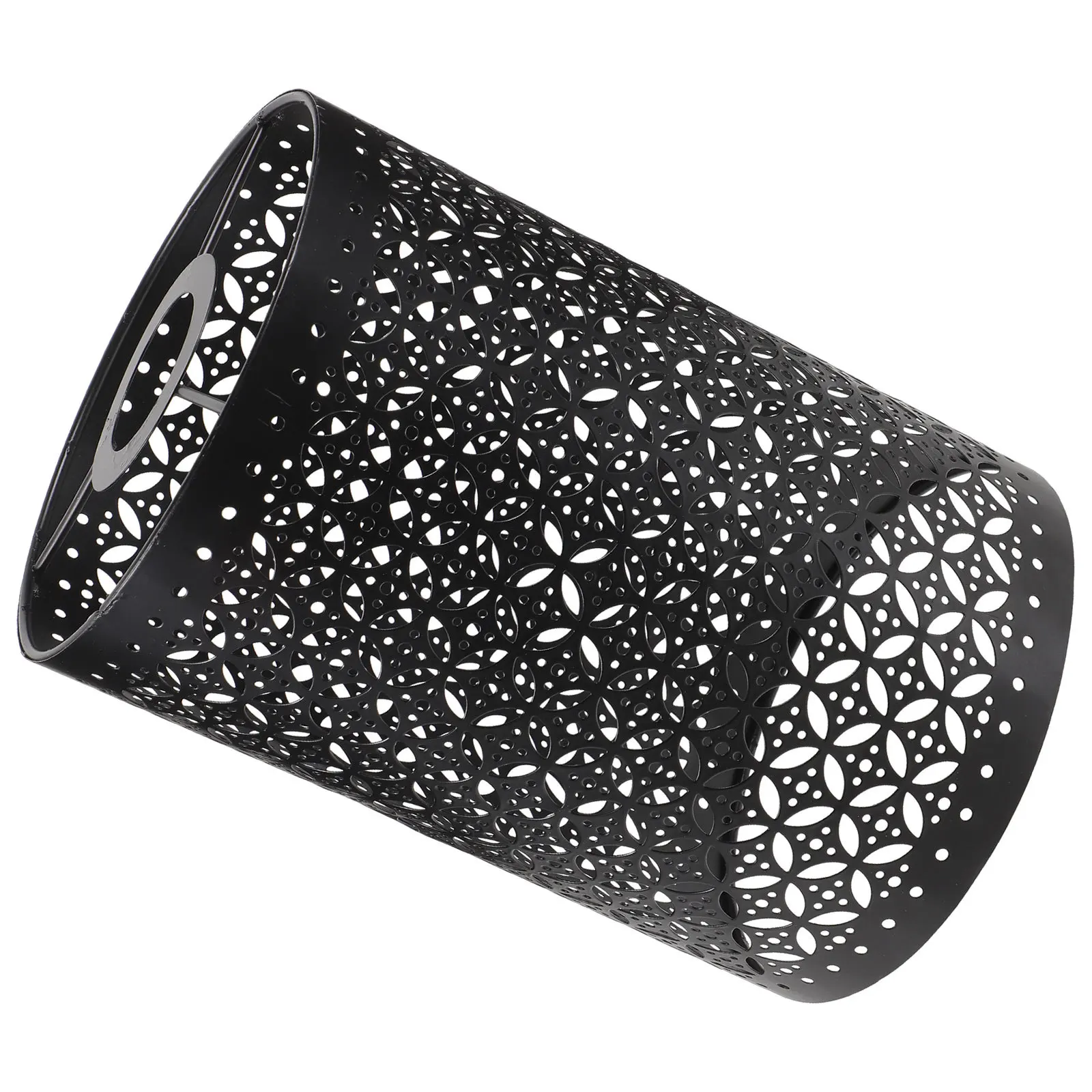 

Cylindrical Lamp Shade Iron Hollow Out Design For Desk Table Floor Lamp Bedroom Living Room Office Light Cover Black Metal