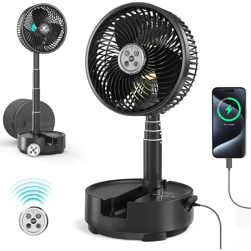 

20000mAh Battery Operated Oscillating Table Fan - 112Hrs Rechargeable Camping Fan with Light & Timer, 8 Speeds Portable Travel F