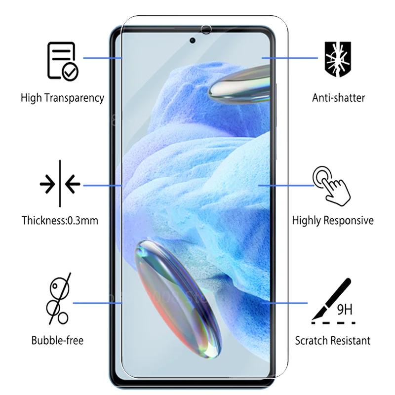 Funda protectora de cristal 6 en 1 para Xiaomi Redmi Note 12 Pro vidrio templado Redmy Note12 Pro + 12Pro Plus 12S protectores de pantalla de cámara