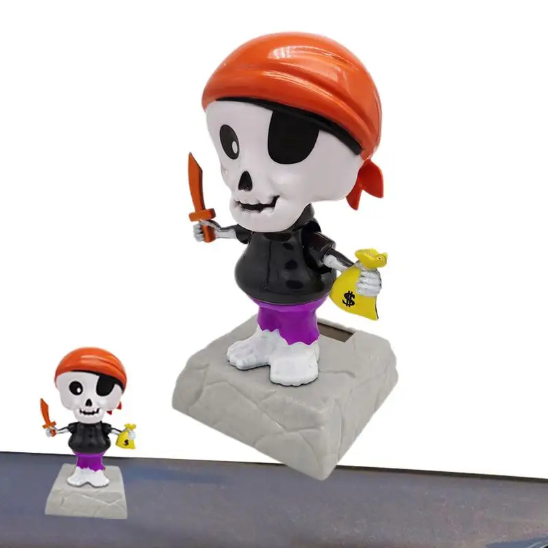 Dashboard Bobbleheads Pirate Bobblehead Car Ornaments Cartoon Skull Pirate Decor Pirate Car Decor For Dashboard Table Ornament