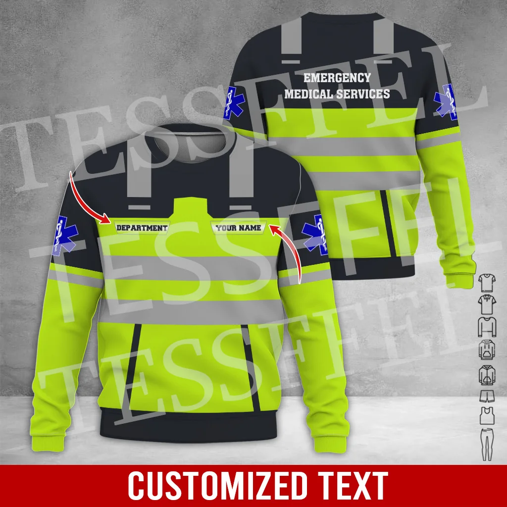 Custom Name Cosplay EMS EMT Medical Paramedic Nurse Worker Tattoo Retro 3DPrint Pullover Harajuku Jacket Casual Funny Hoodies 27