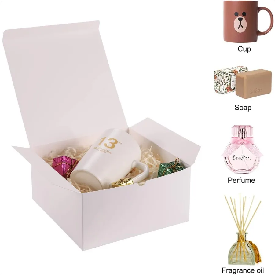12-pack witte geschenkdozen 8x8x4 inch papieren geschenkdoos met deksels