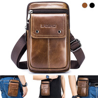 1pc Men's Cowhide Mobile Phone Purse First Layer Cowhide Men Wear Belt Leather Bag Belt Bag Casual Bag