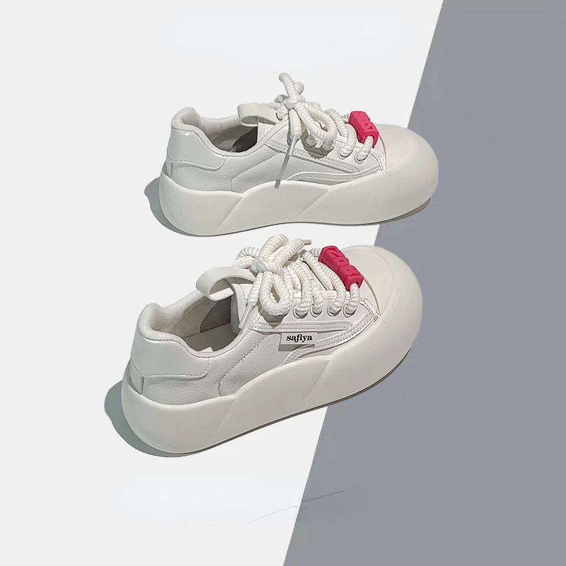 Little White Shoes Women 2024 Spring New Casual Korean Edition Women Versatile Anti slip Thick Sole Elevated Flat Sole Shoes