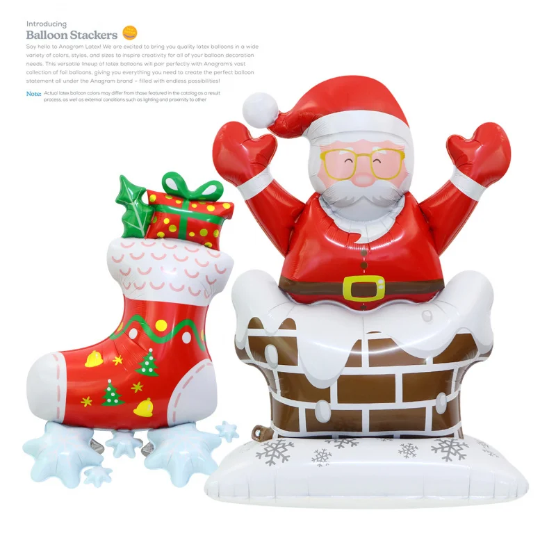 

Christmas Party Decoration Photo Props Balloon Three-dimensional Standing Chimney Santa Claus Christmas Socks Cartoon Balloon