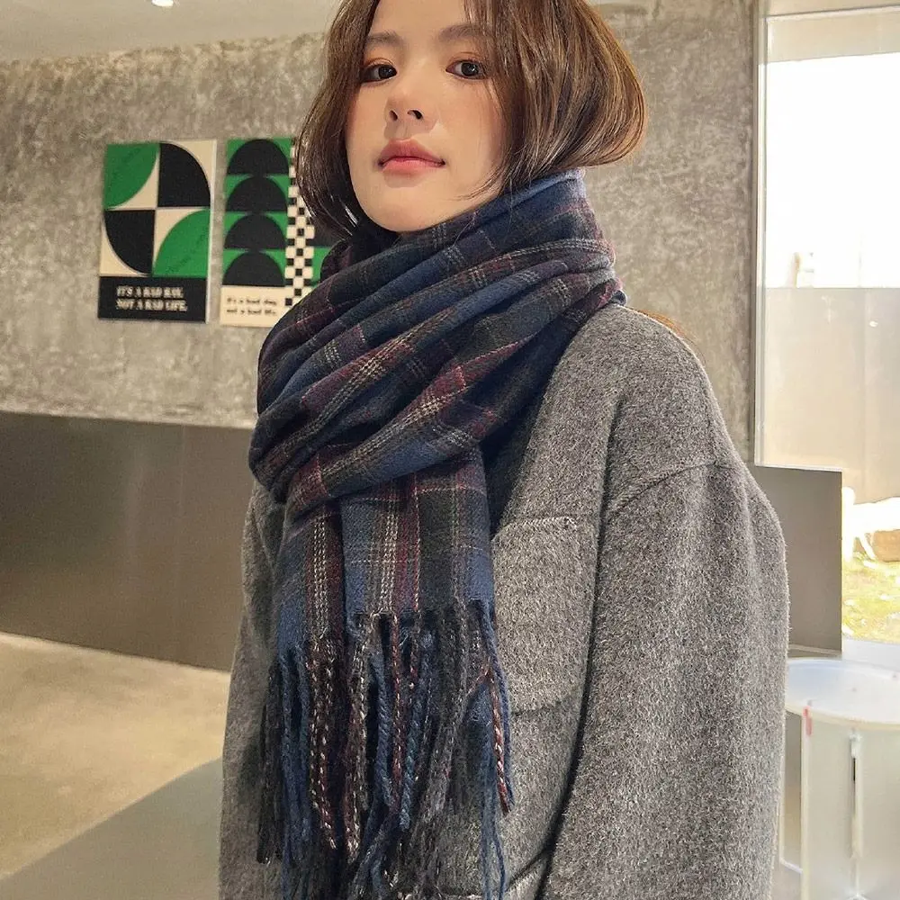 180*68 سنتيمتر تقليد الكشمير وشاح خمر منقوشة مطبوعة نمط Preppy المرأة يلتف شال مريح Mujer Foulard بطانية