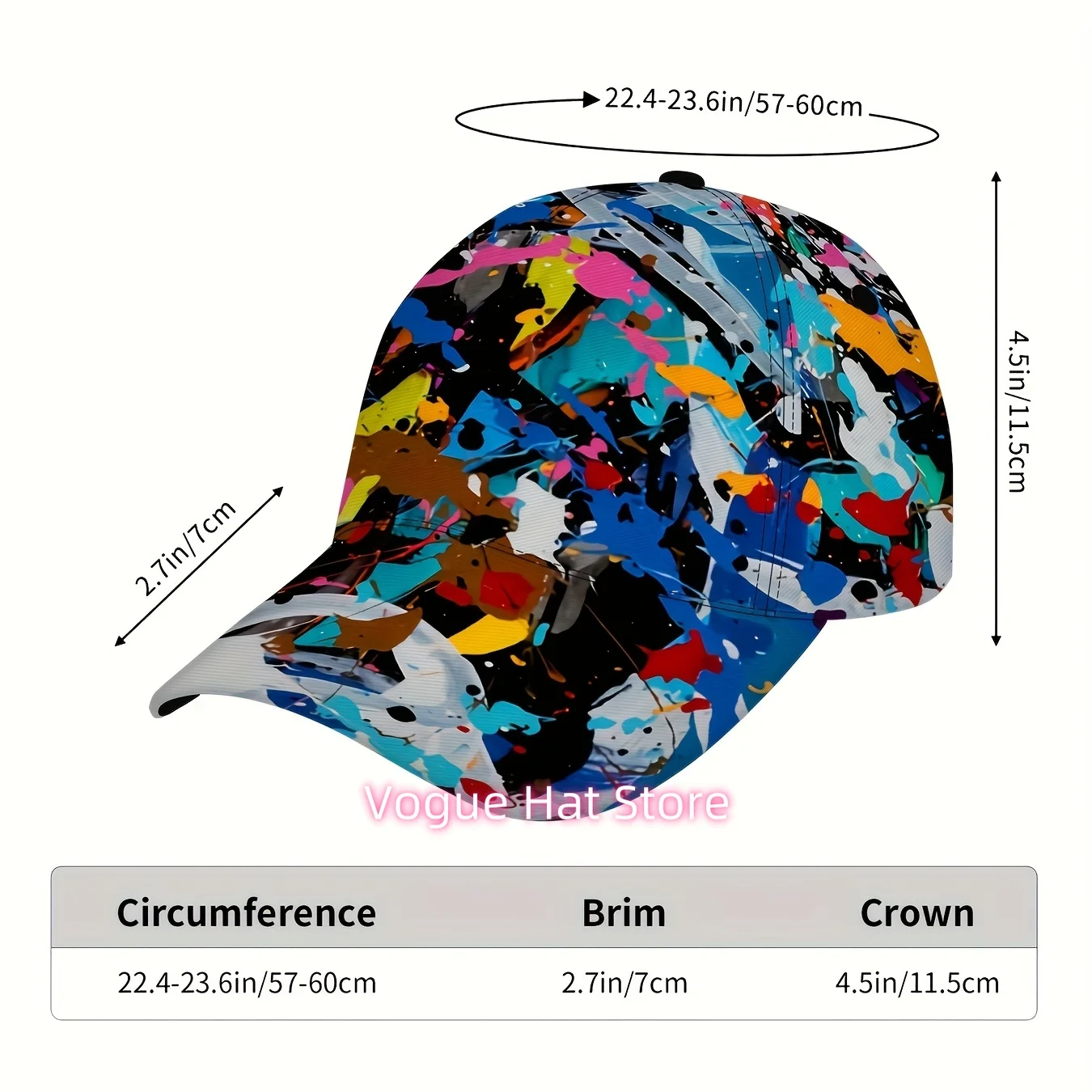 One Colorful Graffiti Hip-Hop Baseball Cap Made of Soft, Featuring a Bold Print Suitable for Street Style Sports. Perfect for Ou