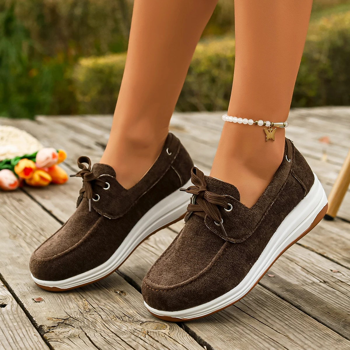 النساء أسافين منصة أحذية رياضية الإناث الصيف الدانتيل متابعة أحذية رياضية النساء الاتجاه المضادة للانزلاق مريحة حذاء كاجوال للنساء #3