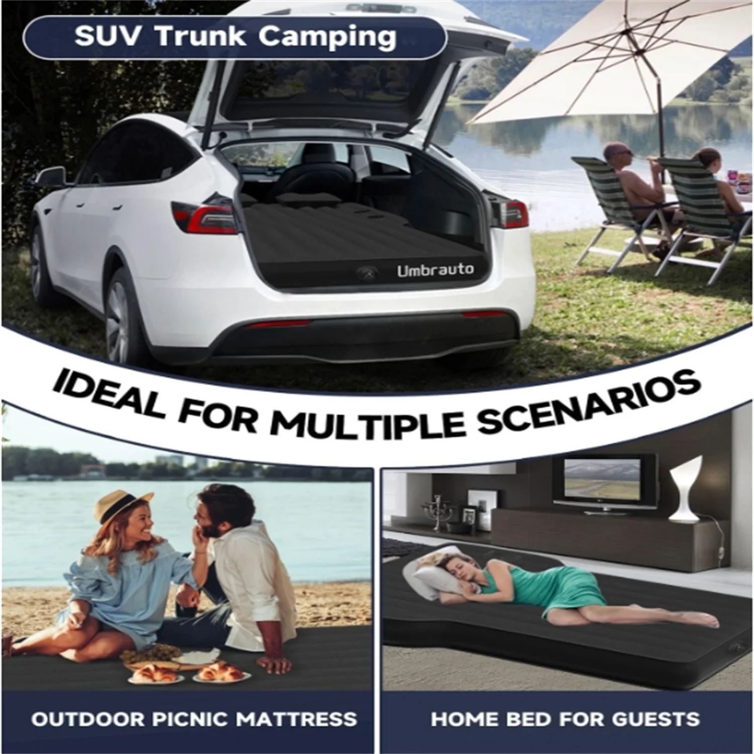 Umbrauto Voor Tesla Model Y Luchtmatras 2024, Opblaasbaar Camping Luchtbed Voor Suv Reizen, Draagbaar Massaal Oppervlak Slaapkussen W