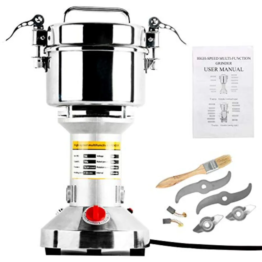 

High Speed 700g Electric Grain Mill Grinder Powder Machine Spice Herb Grinder 2500W 70-300 Mesh 36000RPM Stainless Steel Commer