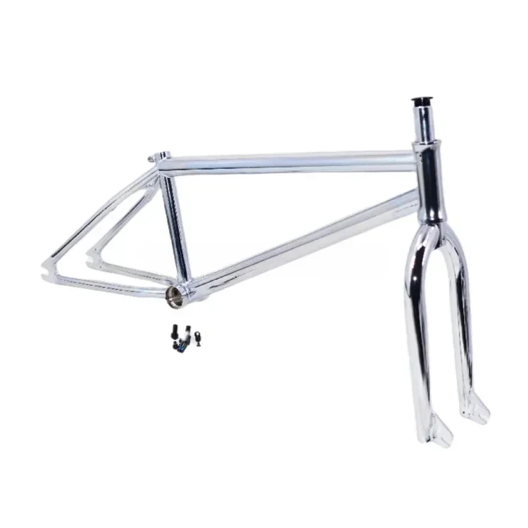 

Stock Ready 20 Inch Bmx Frame Chromoly 4130 CRMO Fork with Removable Brake Pivots Design in Chrome Plate