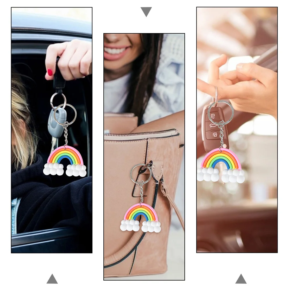 10 Pcs Cartoon Rainbow Keyring Keychain Hanging Pendant Accessories Backpack Decor Unicorn Party