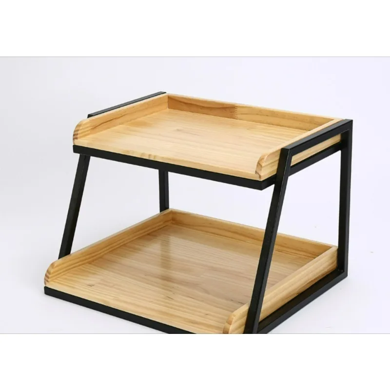 Two-layer pine iron rack cake bakery supermarket fresh fruit dried fruit rack