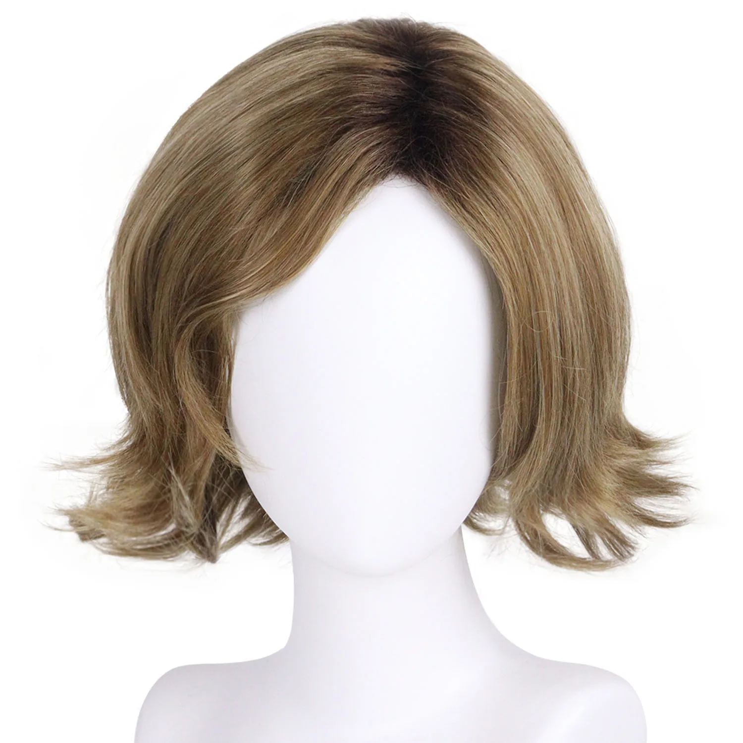 الألياف الاصطناعية براون الجانب الانفجارات شعر مستعار النمط الطبيعي للنساء قصيرة مجعد الباروكات الأم شعر مستعار الهدايا اليومية حفلة تأثيري شعر مستعار الإناث #2