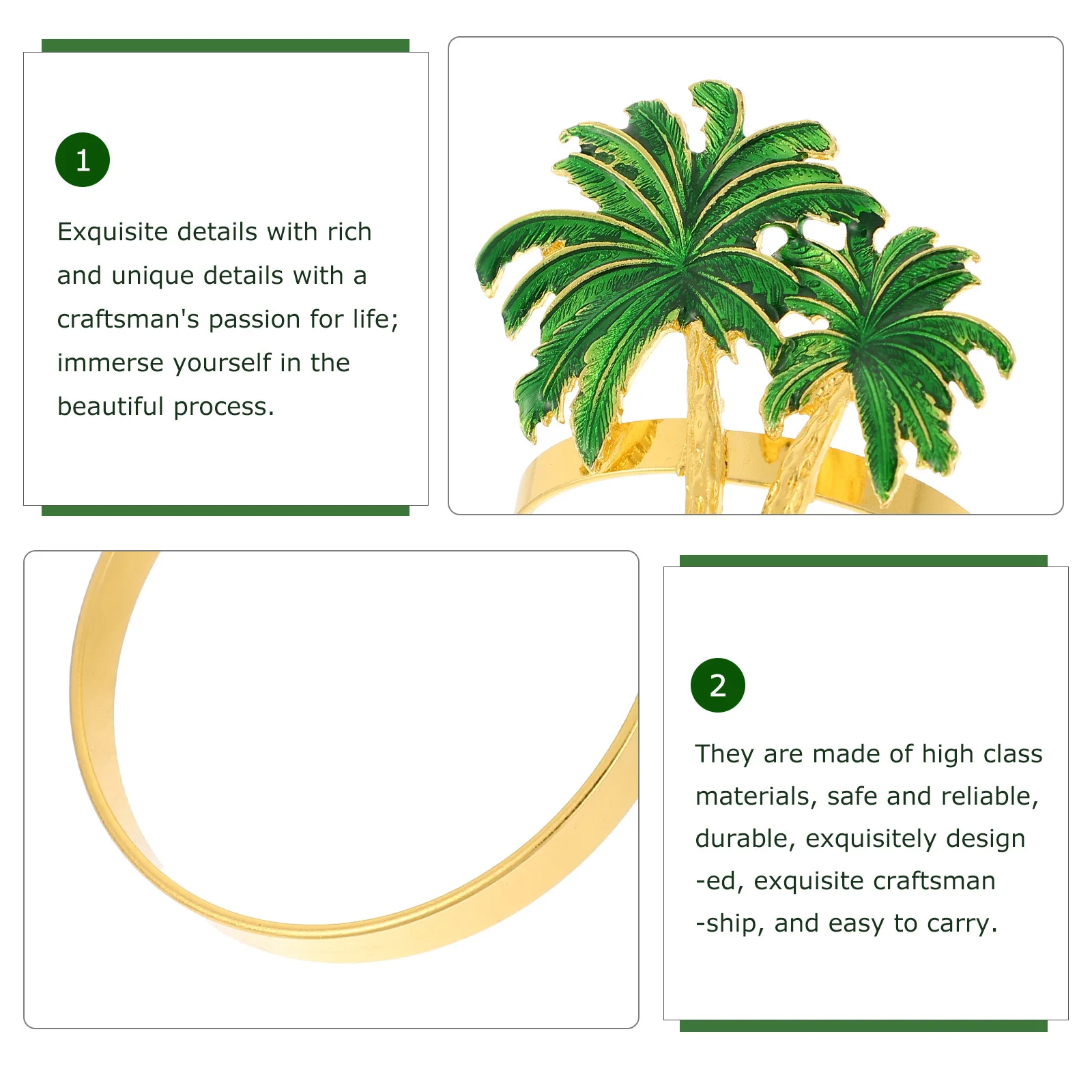 

4Pcs Alloy Napkin Rings Exquisite Craftsmanship Smooth Finish Hawaiian Party Decorative Home Banquet Desktop Napkin Holding Ring