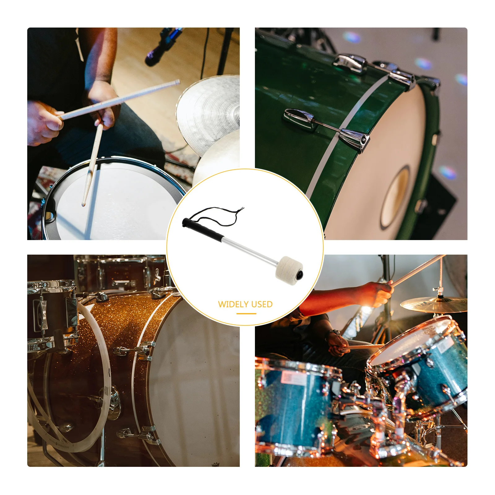

1pc Aluminum Alloy Drum Stick With Wool Tip Durable Percussion Instrument Accessory For Practice Portable Simple Drumstick