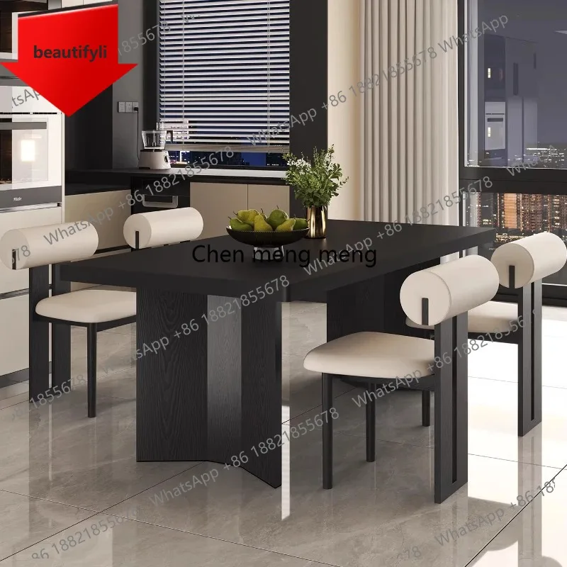 X188 Modern Simple Solid Wood Rock Slab Dining Table Chair Combination, Dining Table Set Furniture 4 Chairs Dining Rooms Furnitu