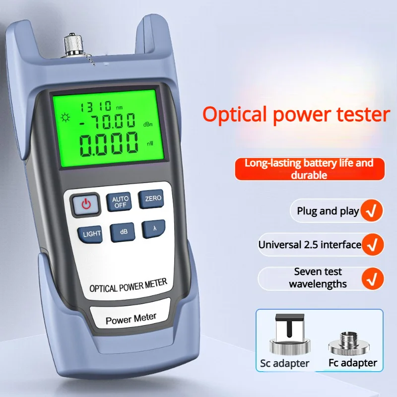 Optical Fiber Optical Power Meter High-Precision Illumination Light Attenuation Tester Red Light Source Using FC SC Adapte