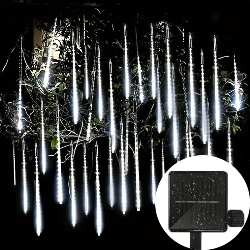 Solar LED Meteor Shower Light 8 tubos Holiday String Light Decoração de jardim de fadas Garland de rua LED ao ar livre Decoração de Natal