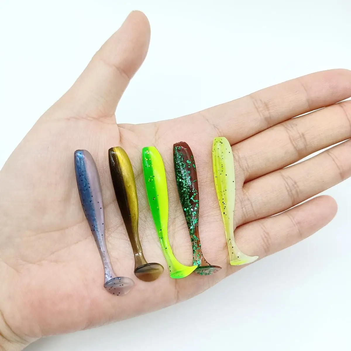 DUODUOYU 50PCS 35mm/0,35g 40mm/0,45g Micro T-schwanz Weiche Angeln lockt Kleine Künstliche Köder Jig Wobbler Bass Hecht Angelgerät – Detail 2