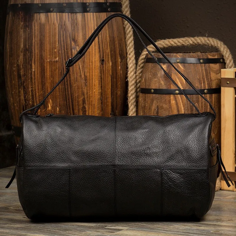 Large-capacity top-grain leather business travel bag, genuine leather handbag for men on business trips, crossbody luggage bag