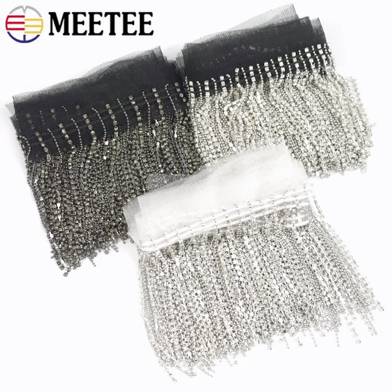 

1Yard Meetee 9cm Rhinestone Fringe Tassels Beaded Fringes Tassel Sewing Wedding Dress Decorative Trimmings Lace for Crafts